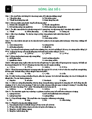 80 Câu trắc nghiệm Vật lí 12 - Bài 4 Sóng âm (Có đáp án)